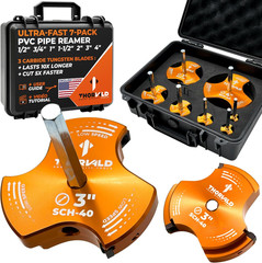 PVC Pipe Reamer Triforce 7 Size Kit Tungsten Carbide Fitting Saver Tool