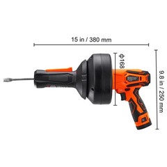 12V Cordless Drain Auger 25FT Auto Feed for 3/4-2in Pipes