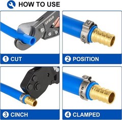 EFIELD Pex Ratchet Cinch Clamp Crimp Tool 3/8&Prime;-1&Prime;for Stainless Steel Rings+Pouch