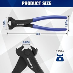 8 Inch Nail Puller, End Cutting Pliers &ndash; Black Finish Chrome Vanadium Steel, Hig