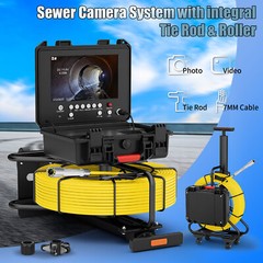 30m Sewer Pipe Inspection Camera w/ 512hz Self Leveling 9&Prime; Monitor Meter Counter