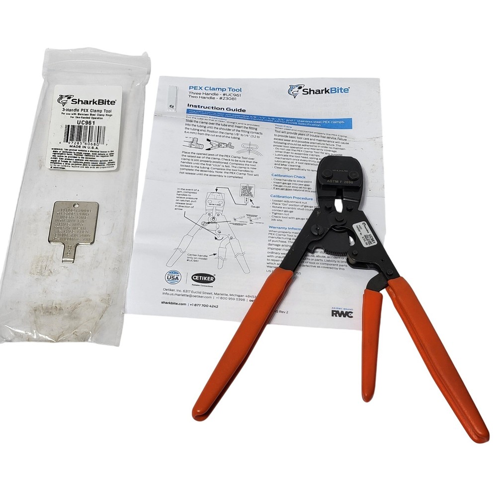 SharkBite UC961 3-Handle PEX Clamp Tool for Stainless Steel Rings ASTM F2098