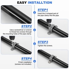6pcs 2-1/2 Inch Pipe Straps 2 Holes Plastic Conduit Strap with Ribs, Gray