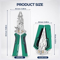 2026 New 16-IN-1 Foldable Wire Stripping Pliers, Rechargeable 12-250V AC/DC Test