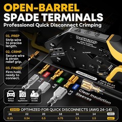 Crimping Tool Kit, 21-Type Open Spade & Quick-Disconnect Connector Set (2.8/3.9/