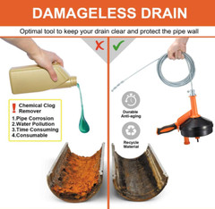 Drain Auger 25Ft, Plumbing Snake with Drill Attachment, Plumbers Snake