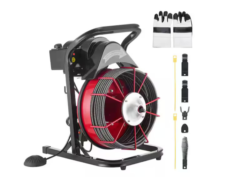Electric Drain Auger 75 ft. x 1/2 in. Drain Cleaner Machine 370- Watt w/ Cutters