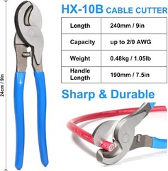 Battery Cable Crimper Tool for AWG 10, 8, 6, 4, 2, 1/0 Gauge Electrical Lug, Bat