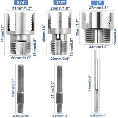 3PCS Integrated Pvc Pipe Threader Tool &ndash; 1/2&Prime; & 1/2&Prime;, &ldquo;3/4&rdquo;, &ldquo;1, 1/2&Prime;+3/4&Prime;+1&rdquo;