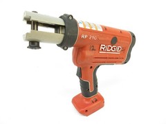 RIDGID RP 210 Compact Press Tool Kit w/ 1/2&Prime;, 7/8&Prime;, 1-5/8&Prime; PPC Jaws, Batteries+