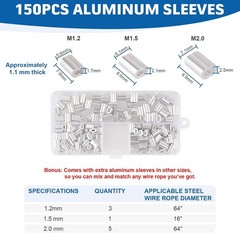 Stainless Steel Wire Rope Kit 66FT, 1/16IN Crimping Tool with 150 Aluminum Sleev