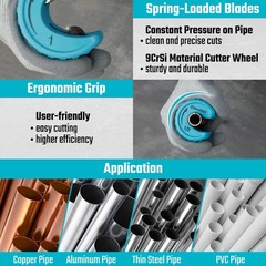 DURATECH 4-Piece Copper Tubing Cutter Set, Pipe Tool, Includes 1/2&Prime;,&hellip;