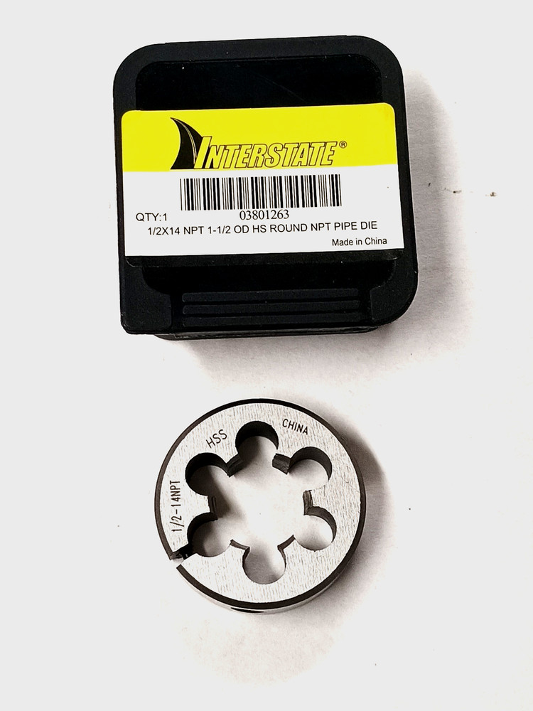1/2&Prime; x 14 NPT 1-1/2&Prime; round HS NPT Pipe Die Interstate