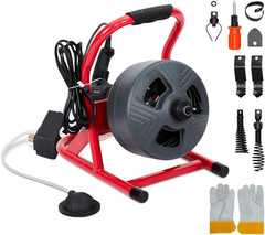 Drain Cleaner Machine 50Ft X 5/16 Inch, Electric Drain Auger Professional, Foot