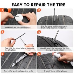 Flat Tire Repair Kit with Plugs 16 Pcs, Heavy Duty Tire Plug Kit for Car, Mot&hellip;