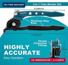 LIBRATON Tube Bender, Copper Tubing Bender 180 Degrees, 3-in-1 Manual Tubing Ben