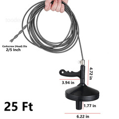25 Ft Heavy Duty Drain Auger & Plumbing Snake, Sewer Snake for Bathtub, Black