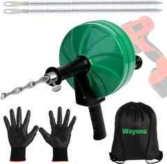 50 FT Drain Snake Plumbing Clog Remover with Drill Attachment