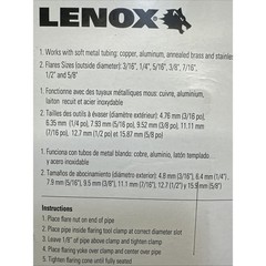 Flaring Tool Kit LENOX 3/16-in to 5/8-in OD LXHT82250 Use w/many types of metals