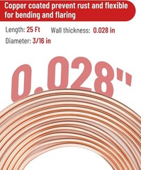 25 ft 3/16in Copper Coated Brake Line Flaring Tool Kit, Includes 3-in-1 Tube Ben