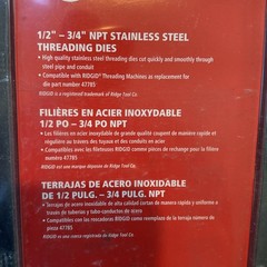Rothenberger 00218 Pipe Threading Dies, Npt Stainless Steel, 1/2 To 3/4 In