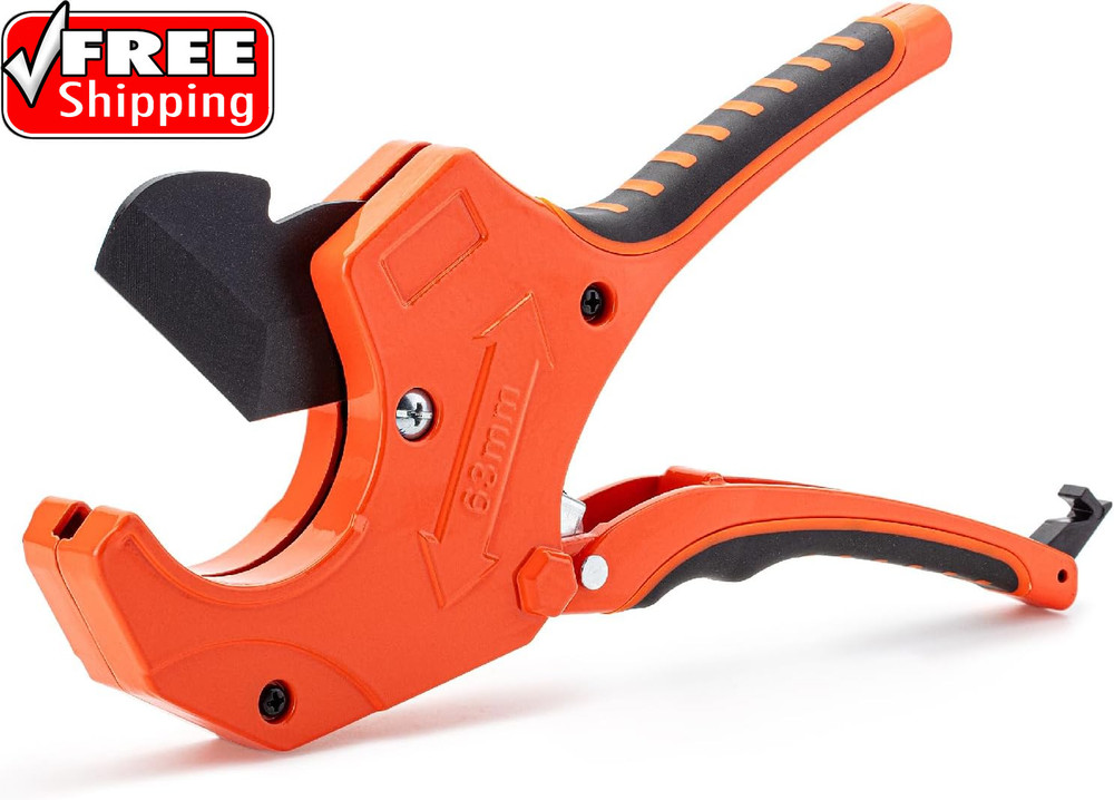 Bates- PVC Pipe Cutter, Cuts up to 2-1/2&Prime;, Orange Ratcheting PVC Pipe Cutter Too
