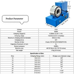 110V Hose Crimper Electric Hydraulic Hose Crimping Machine with 8 sets of Dies