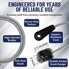 Long Pipe Snake Brush &ndash; Drain & Condensate Line Cleaner