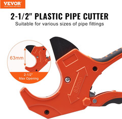 PVC Pipe Cutter, up to 2-1/2&Prime; O.D. Ratchet Pipe Cutter Heavy Duty, Professional