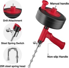 Drill-Compatible 35ft Heavy-Duty Plumbing Snake &ndash; Fast & Easy Clog Removal Tool