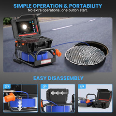 10.1&Prime; 1080P Sewer Camera with 165FT Cable, IP68 Waterproof, DVR Recorder