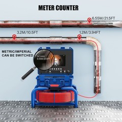 30m Pipe Inspection Camera w/ 512hz Locator Drain Sewer Camera Self Leveling 7&Prime;
