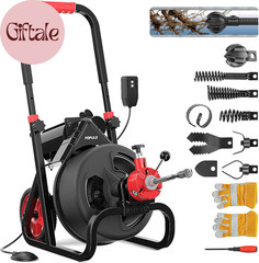 75 Ft X 1/2 Inch Upgraded Electric Sewer Drain Snake Auger with 8 Cutters and 1