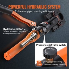 Hydraulic Copper Ring Crimper Tool 1/2&Prime; 3/4&Prime; 1&Prime; 360&deg; Adjustable Jaws