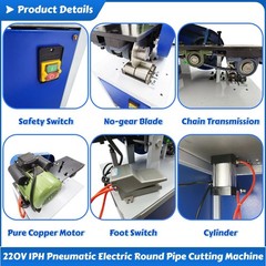 220V 1PH 0.01&Prime;-0.05&Prime; Thickness Pneumatic Electric Round Pipe Cutting Machine
