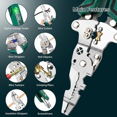 18-In-1 Foldable Wire Stripper Pliers &ndash; 12-220V AC/DC Dual Range, Continuity Tes