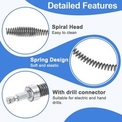 3/8&Prime; 10mm Flexible Drain Cleaning Cable 33ft Spiral Drain Snake Tool HARFINGTON