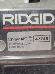 New OLD STOCK.. Ridgid 47745 1/2&Prime;-3/4&Prime;, NPT Universal Dies, Alloy, RH
