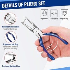 WORKPRO 3-Piece Pliers Tool Set &ndash; 6&Prime; Needle Nose, 6&Prime; Slip Joint & Diagonal Plier