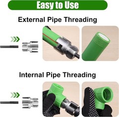 3Pcs PVC Pipe Threader Kit 1/2&Prime; 3/4&Prime; 1&Prime; NPT Dual-Function Internal & External