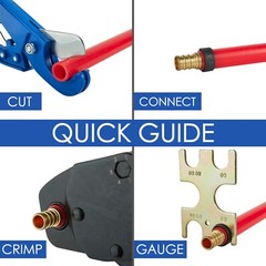 EFIELD Angle Head PEX Crimping Tool for 1/2&Prime; & 3/4&Prime; PEX Copper Rings w/h Cutters