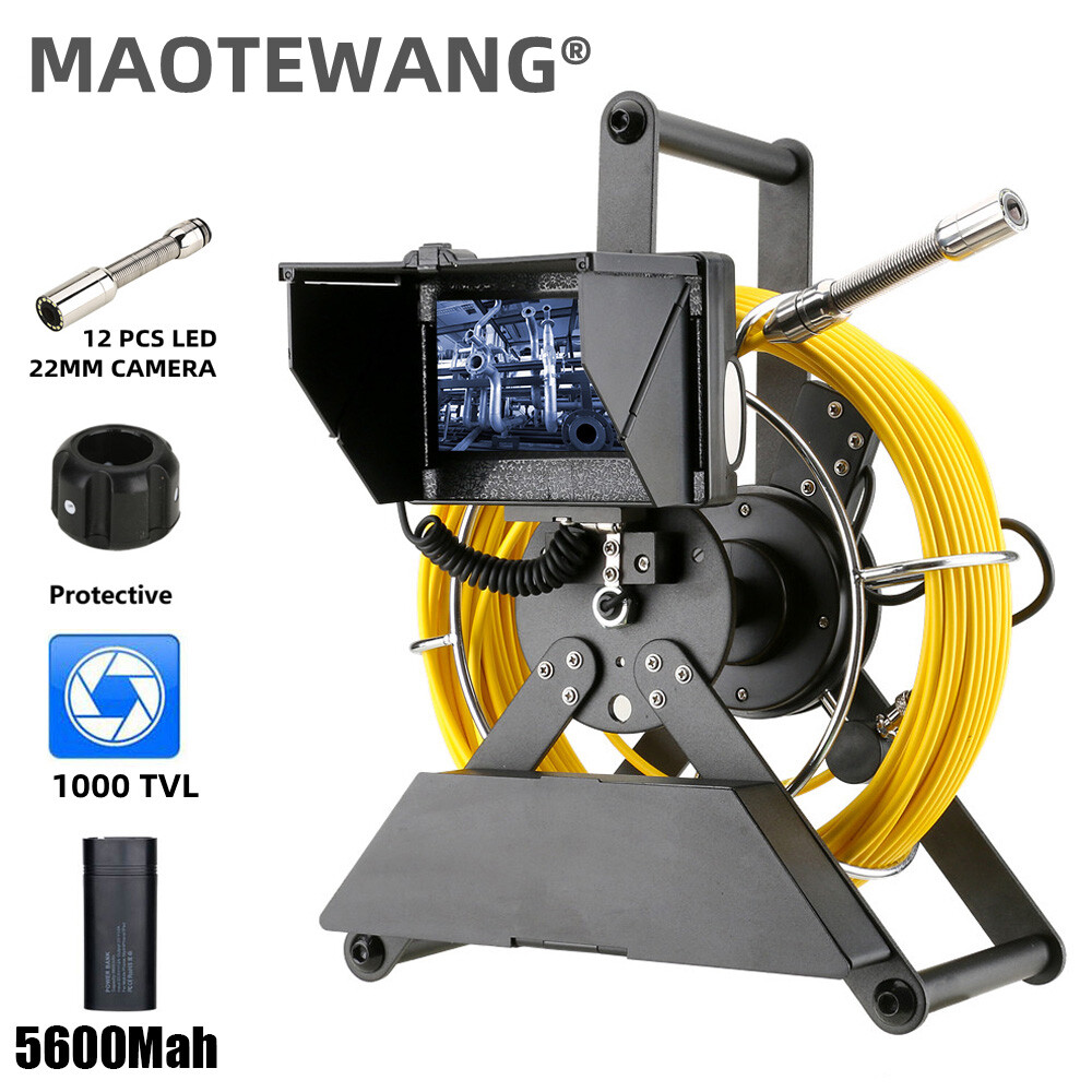 4.3&Prime; LCD Monitor 22MM Camera 12W LED Sewer Drain Pipe Industrial Endoscope 40M