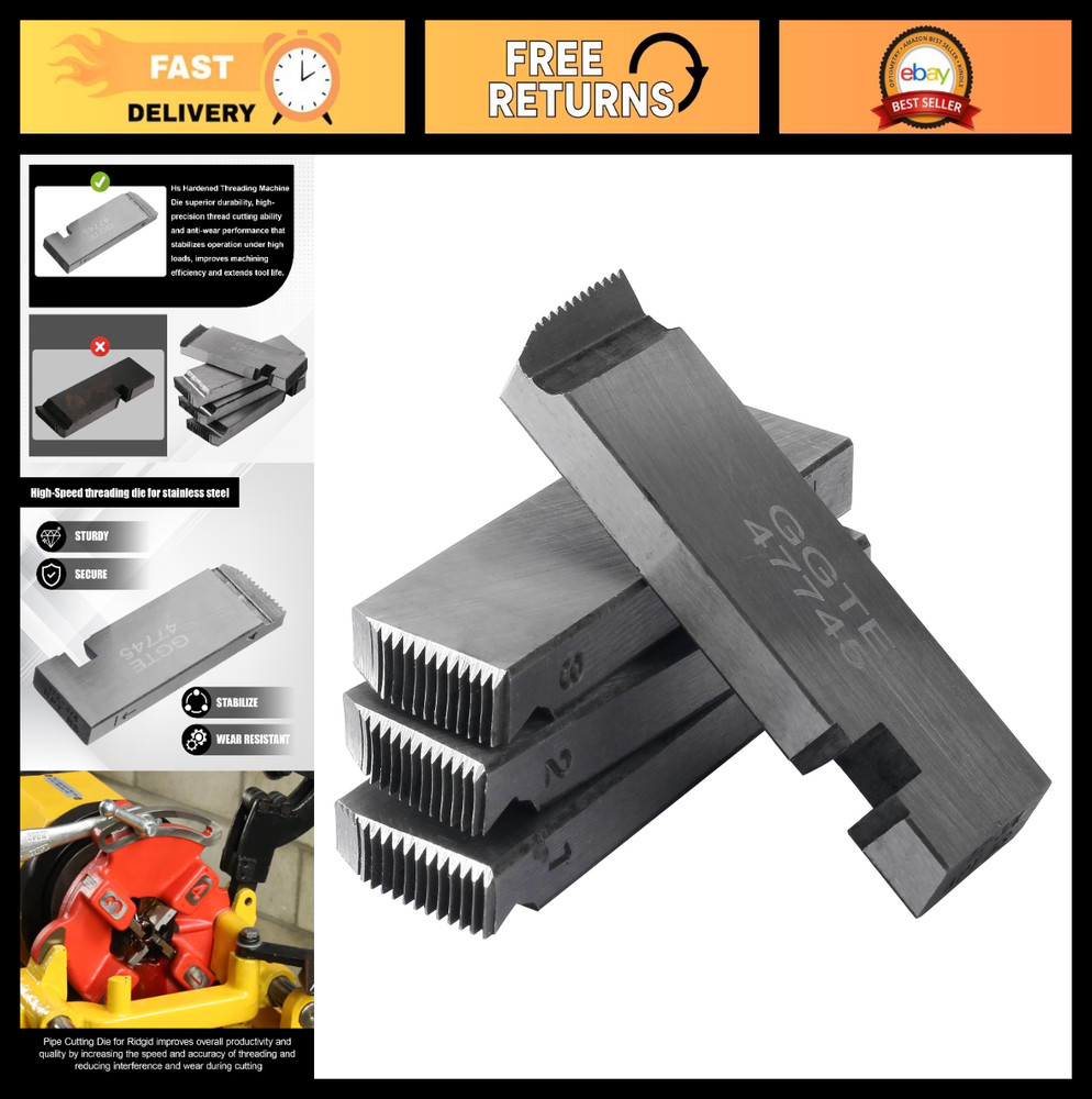 Universal Threading Machine Dies 1/2&Prime;-3/4&Prime; NPT Pipe, Hardened Steel, Right-Hande