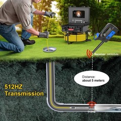 7&Prime; Monitor 50M Drain Sewer Camera 512HZ Self-Leveling Pipe Inspection Camera