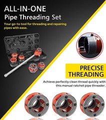 For 36475 12-R Manual Exposed Ratchet Pipe Threader Kit 1/2-2&Prime; NPT Plumbing Tool