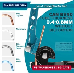 LIBRATON Tube Bender, Copper Tubing Bender 180 Degrees, 3-in-1 Manual Tubing Ben