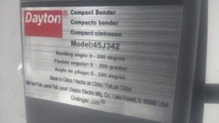 Dayton 45J342 2 In Max Bar Width Steel Bar and Tube Bender