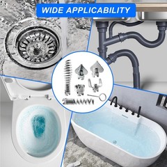 7 Pcs Drain Cleaner Combination Cutter Head Set 16mm Snake silvery