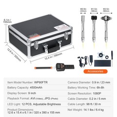 98ft Sewer Camera with 512Hz Locator, 9in HD Screen, Self-Leveling & 36X Zoom