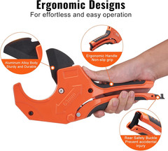 PVC Pipe Cutter, up to 2-1/2&Prime; O.D. Ratchet Pipe Cutter Heavy Duty, Professional